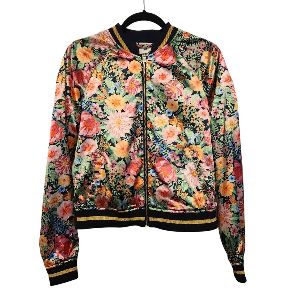 Angela McKay x H&M Floral Satin Girls Bomber Jacket Size US 18